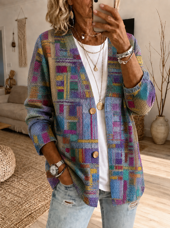 Casual Printing Abstract Graphic Jacket