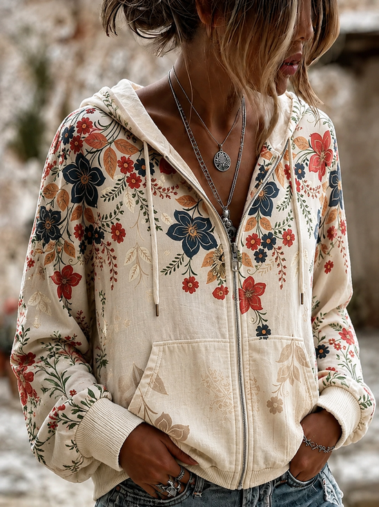 Regular Fit Hoodie Floral Urban Hoodie