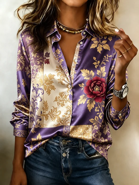 Shirt Collar Floral Casual Shirt