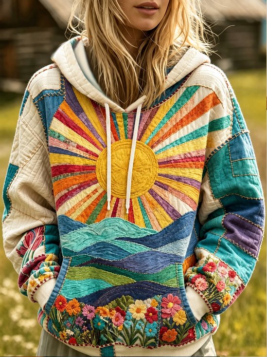 Printing Floral Hoodie Vacation Hoodie