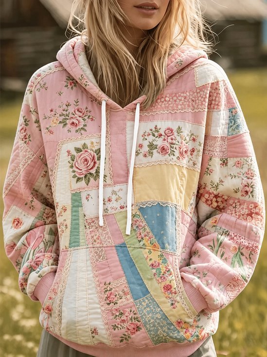 Casual Contrast Stitching Hoodie Printing Hoodie