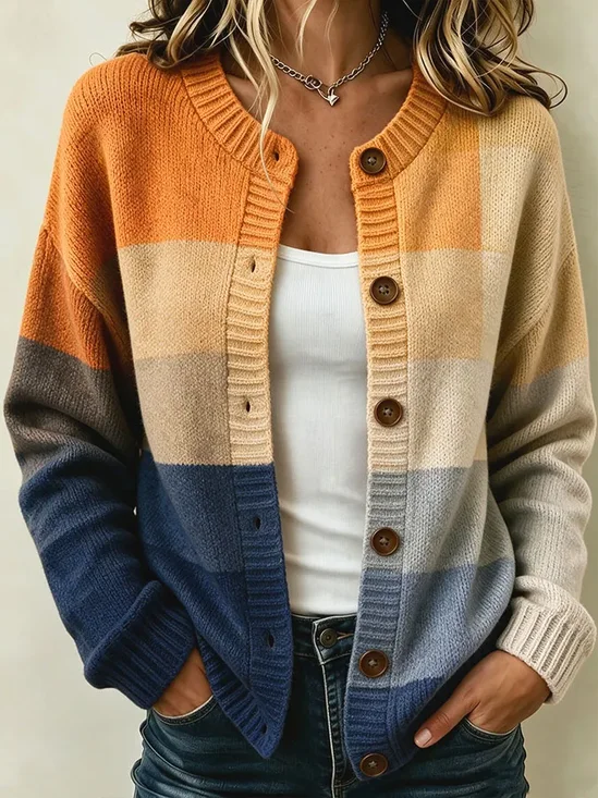 Casual Regular Fit Abstract Printing Cardigan