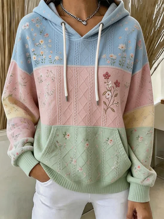 Hoodie Casual Printing Floral Hoodie