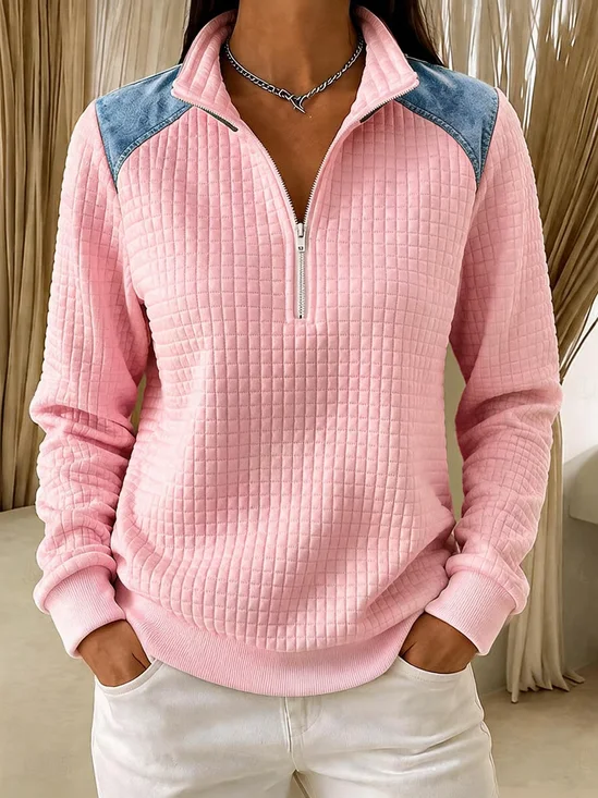 Casual Faux Denim Print Graphic Sweatshirt