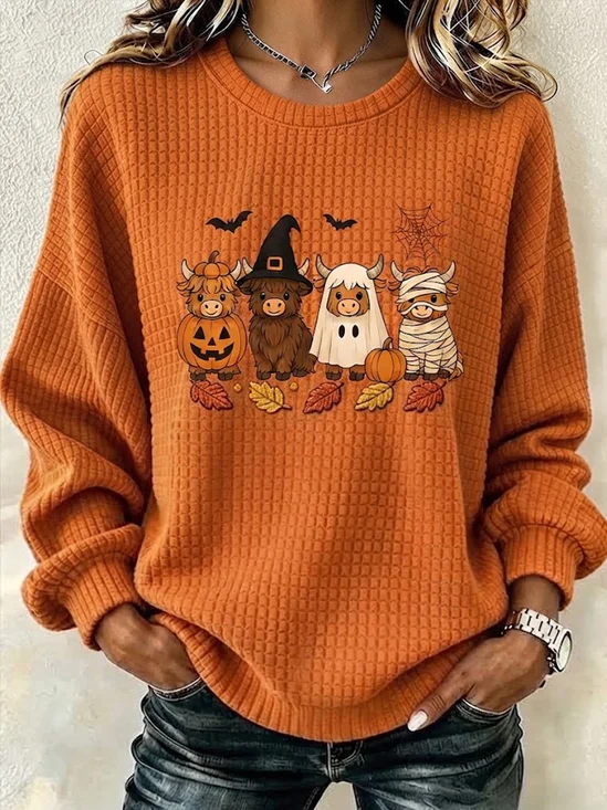 Halloween Highland Cow Fun Print Sweatshirt