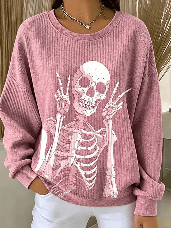 Fun Skeleton Graphic Loose Sweatshirt