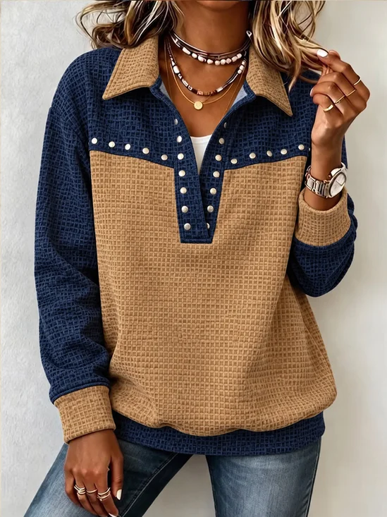 Vintage Loose Shawl Collar Sweatshirt