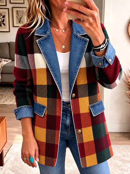 Contrast Stitching Regular Fit Vintage Jacket