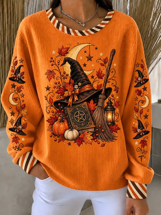 Regular Fit Crew Neck Casual Halloween Sweatshirt