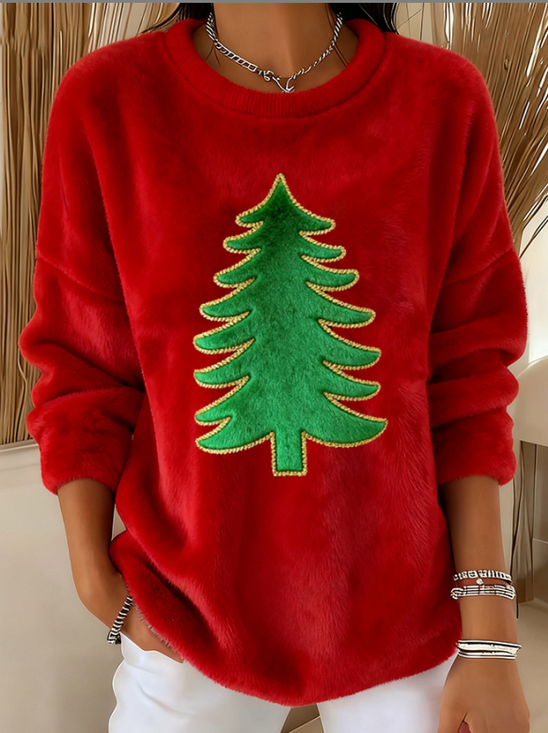 Casual Regular Fit Christmas Tree Sweatshirt