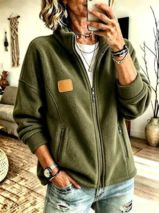 Mock Neck Simple Jacket