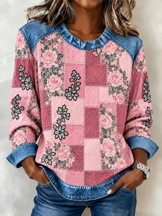 Regular Fit Elegant Contrast Stitching Sweatshirt