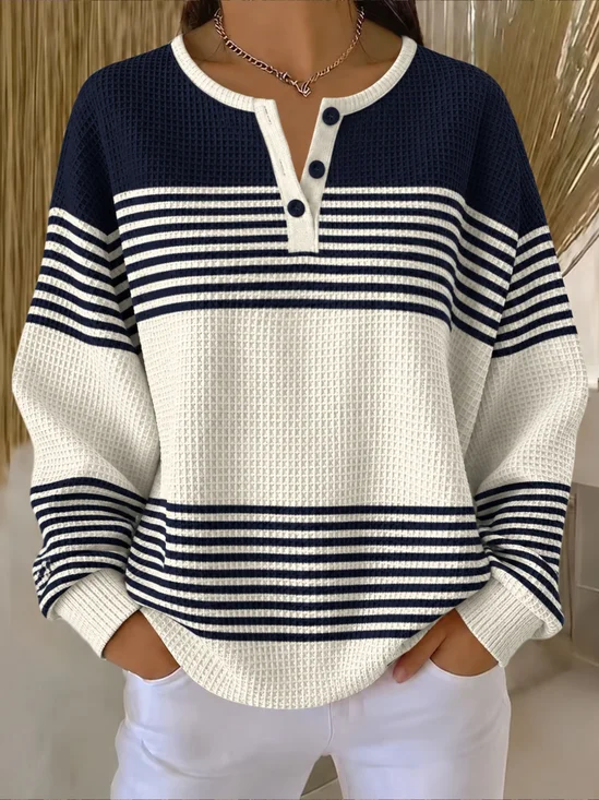Regular Fit Simple Henley Collar Sweatshirt