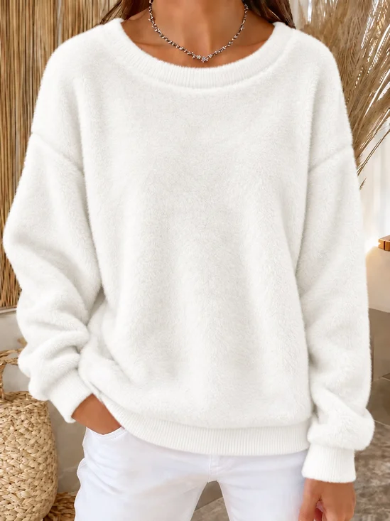 Crew Neck Flannel Regular Fit Casual Sweatshirt