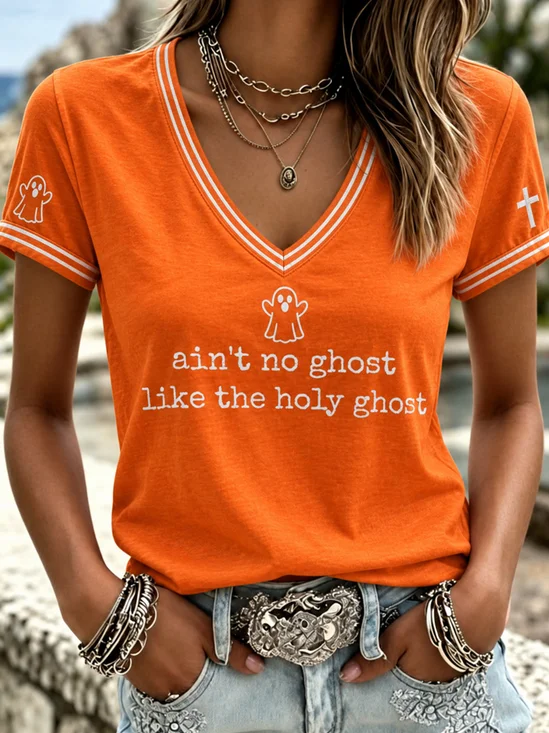 Casual Ghost Letter Graphic T-Shirt