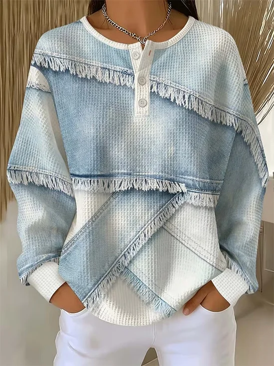 Printing Abstract Casual Crew Neck Sweatshirt