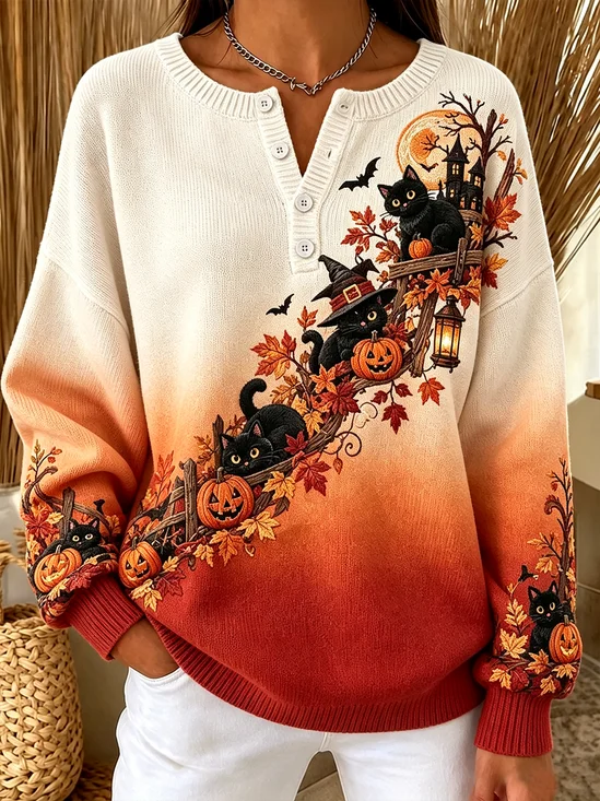 Printing Casual Halloween Crew Neck Sweatshirt