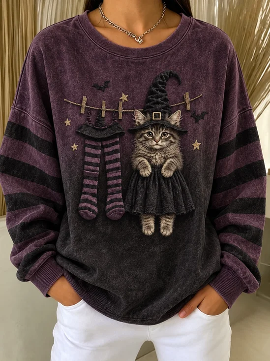 Magical Kitten Striped Sweatshirt