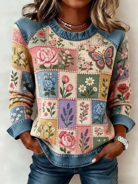 Vintage Regular Fit Floral Sweatshirt