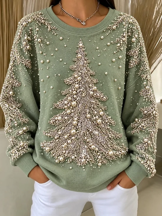 Gorgeous Christmas Tree Graphic Loose Sweatshirt