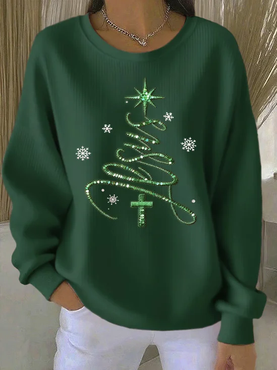 Christmas Tree Snowflake Cross Crewneck Sweatshirt