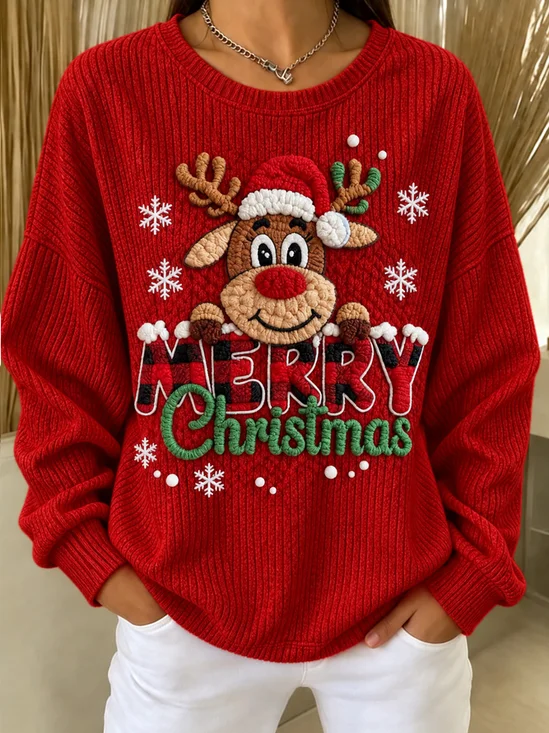 Reindeer Snowflake Crewneck Sweatshirt
