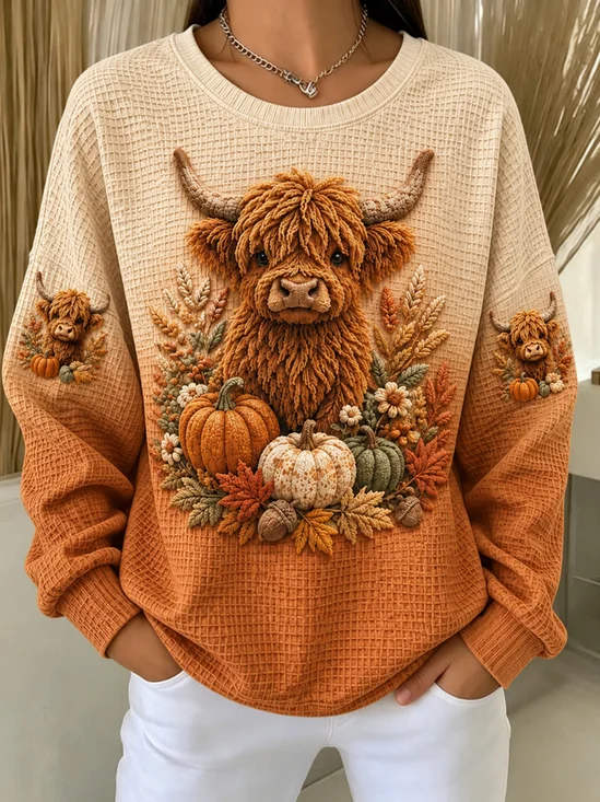 Highland Cow Autumn Graphic Sweatshirt