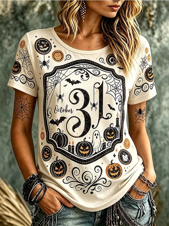Text Letters Regular Fit Printing Casual T-Shirt