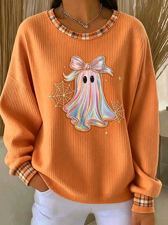 Casual Crew Neck Halloween Sweatshirt