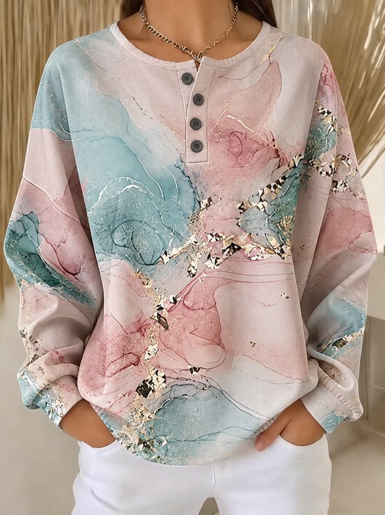 Ombre Crew Neck Long Sleeve Casual Sweatshirt
