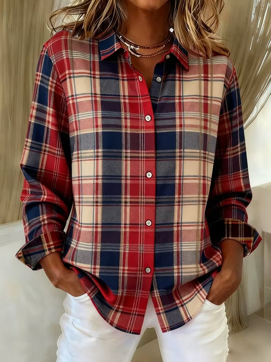 Loose Boho Plaid Shirt