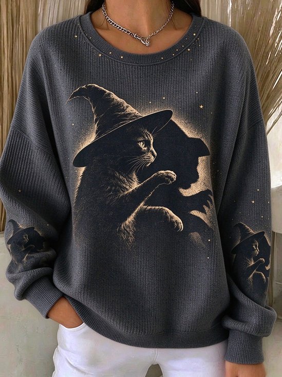 Magic Black Cat Graphic Trendy Sweatshirt