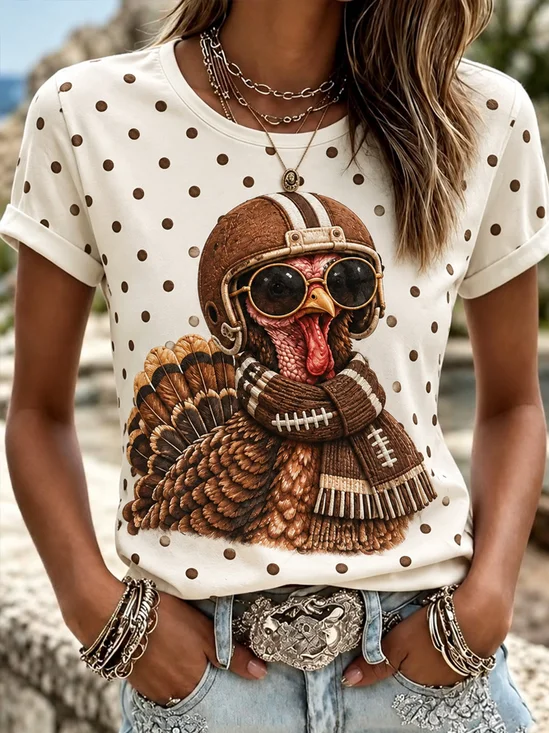 Vintage Turkey Graphic Casual Tee