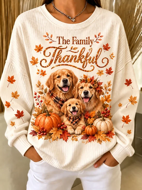 The Family Thankful Golden Retriever Fall Casual Sweatshirt