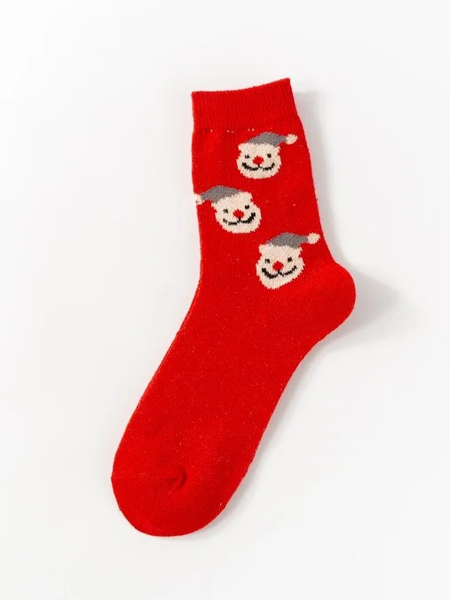 New Autumn/Winter Thickened Mid-Calf Christmas Socks – Cute Cartoon Jacquard Design