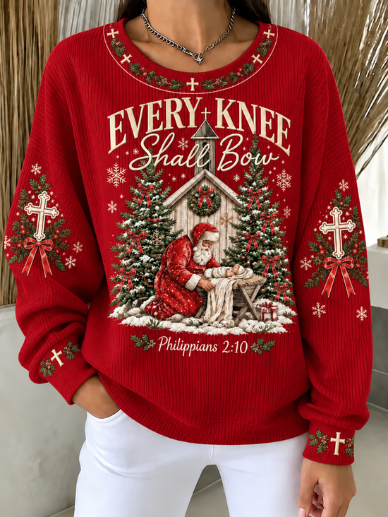 Santa Claus Crew Neck Casual Regular Fit Sweatshirt