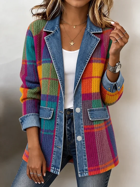 Regular Fit Shawl Collar Printing Casual Coat