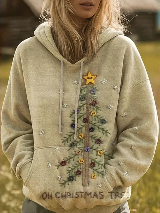 Hoodie Casual Christmas Tree Printing Hoodie