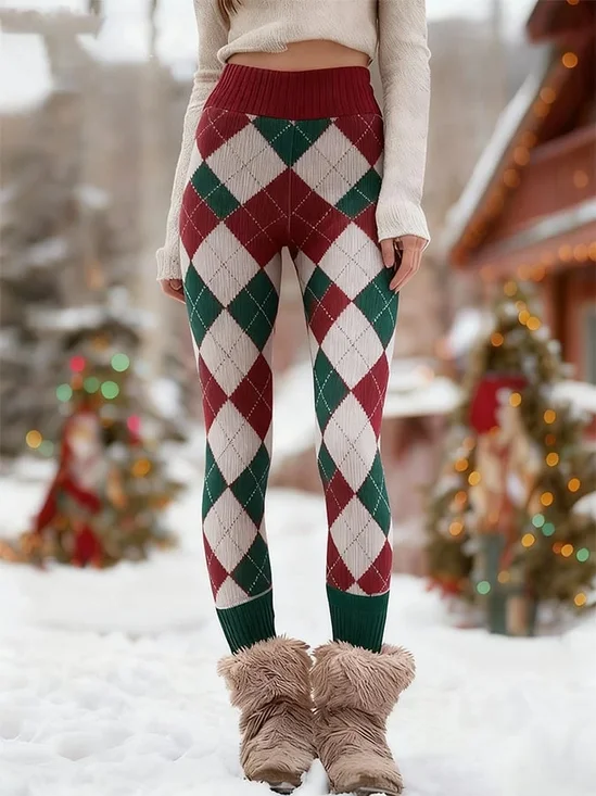 Tight Plaid Vintage Cotton Leggings
