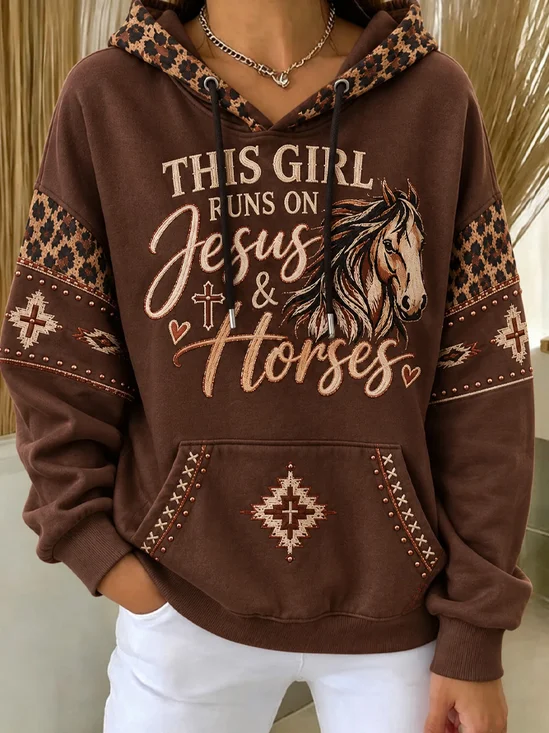Vintage Ethnic-Style Hooded Sweatshirt