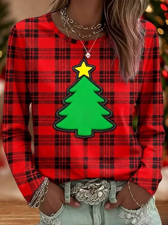 Christmas Tree Regular Fit Western Style T-Shirt
