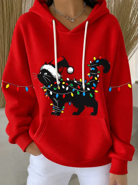 Loose Printing Christmas Casual Hoodie