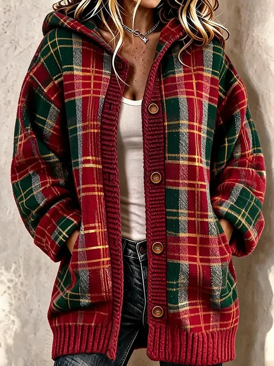 Hooded Regular Fit Buckle Casual Cardigan