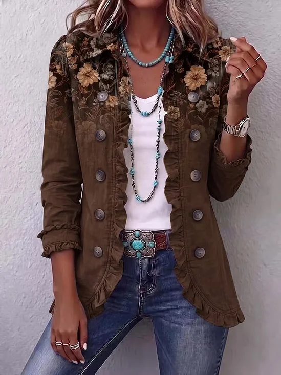 Elegant Shawl Collar Cotton-Blend Jacket