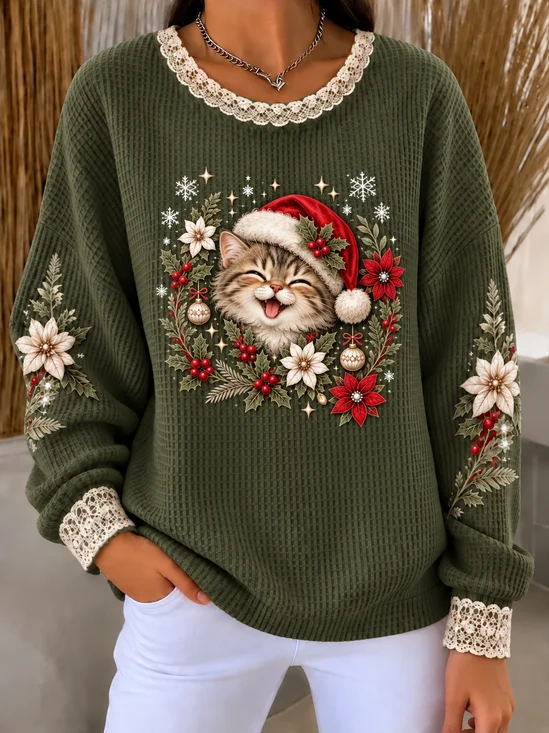 Sports Cat Printing Sweatshirt
