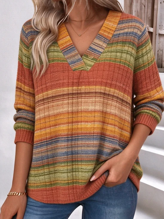 Ombre V Neck Vintage Sweatshirt