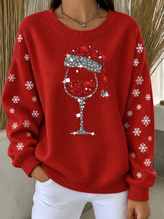 Christmas Wine Glass Crewneck Sweatshirt