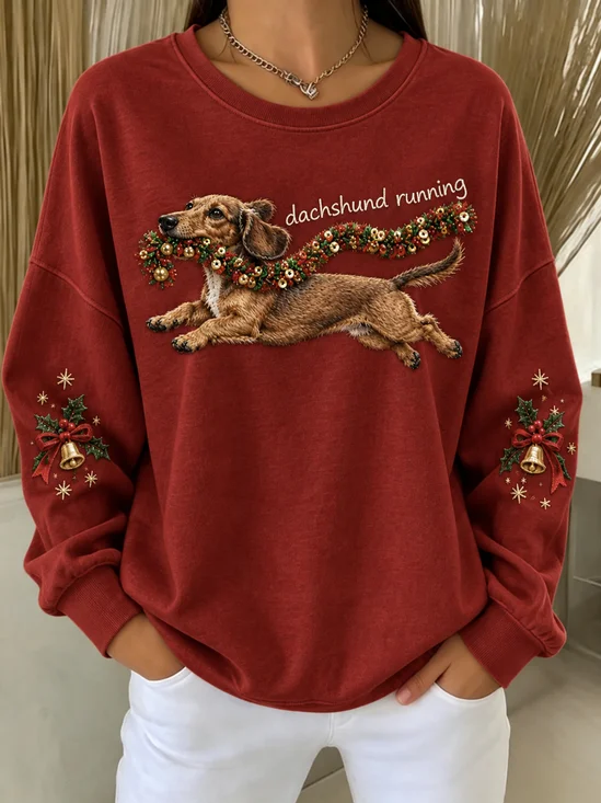 Christmas Cute Dog Print Sweatshirt