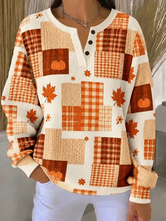 Plaid Elegant Sweatshirt