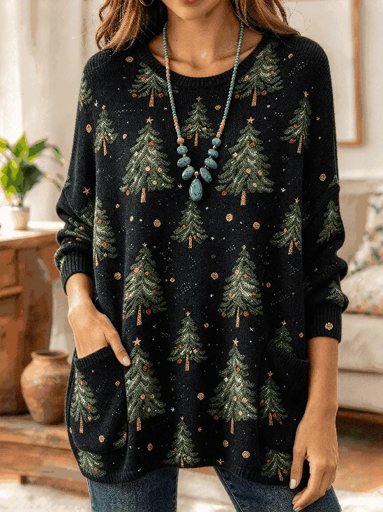 Simple Christmas Tree Crew Neck Sweater
